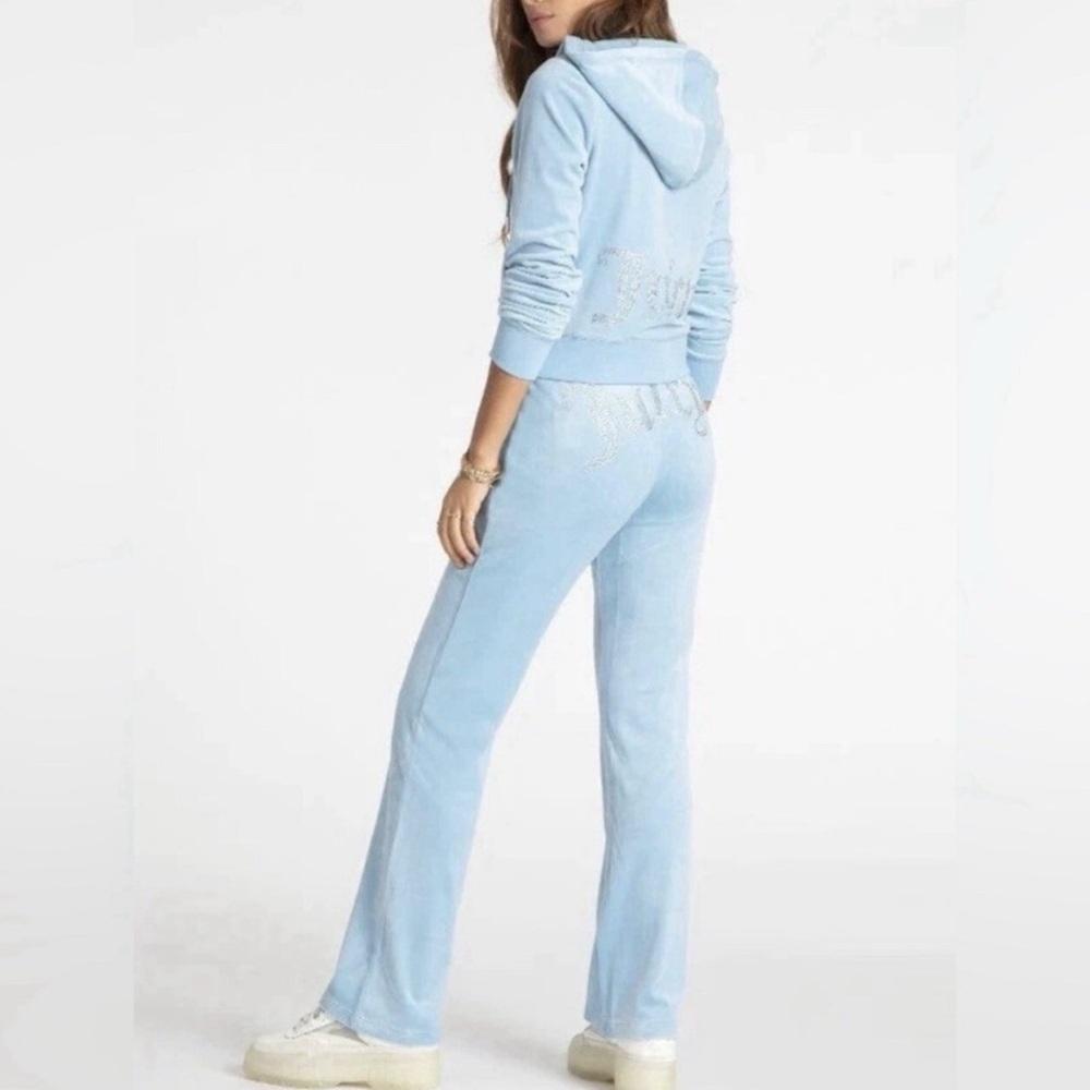 CLOSET CLEANOUT SALE Juicy couture frosted blue velour tracksuit size XL bling - Picture 3 of 6